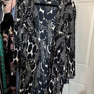 Navy Blue and White Patterned cover up dress
